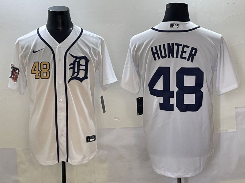 Men 2025 Detroit Tigers 48 Hunter White Game Nike MLB Jersey style 5